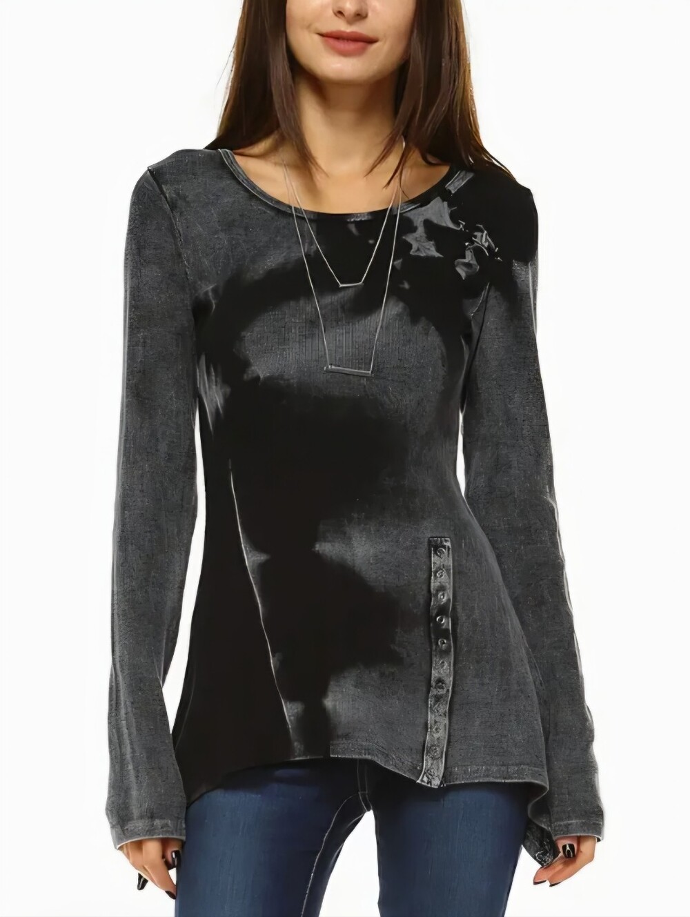 Vintage Urban X Women's Long Sleeve Black Gray Thermal Knit Shirt Size Large.